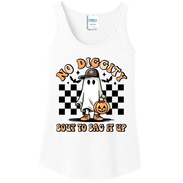 No Diggity Bout To Bag It Up Ghost Halloween Ladies Essential Tank