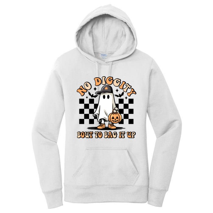 No Diggity Bout To Bag It Up Ghost Halloween Women's Pullover Hoodie