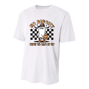 No Diggity Bout To Bag It Up Ghost Halloween Youth Performance Sprint T-Shirt