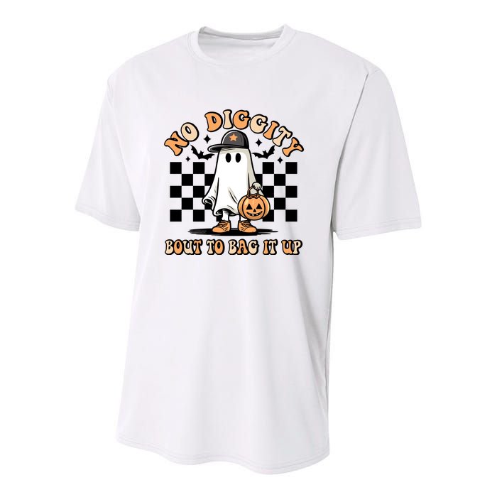 No Diggity Bout To Bag It Up Ghost Halloween Youth Performance Sprint T-Shirt