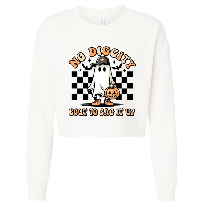 No Diggity Bout To Bag It Up Ghost Halloween Cropped Pullover Crew