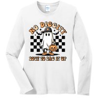 No Diggity Bout To Bag It Up Ghost Halloween Ladies Long Sleeve Shirt