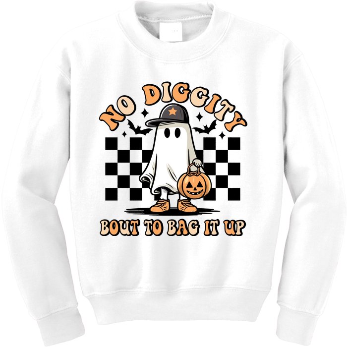 No Diggity Bout To Bag It Up Ghost Halloween Kids Sweatshirt