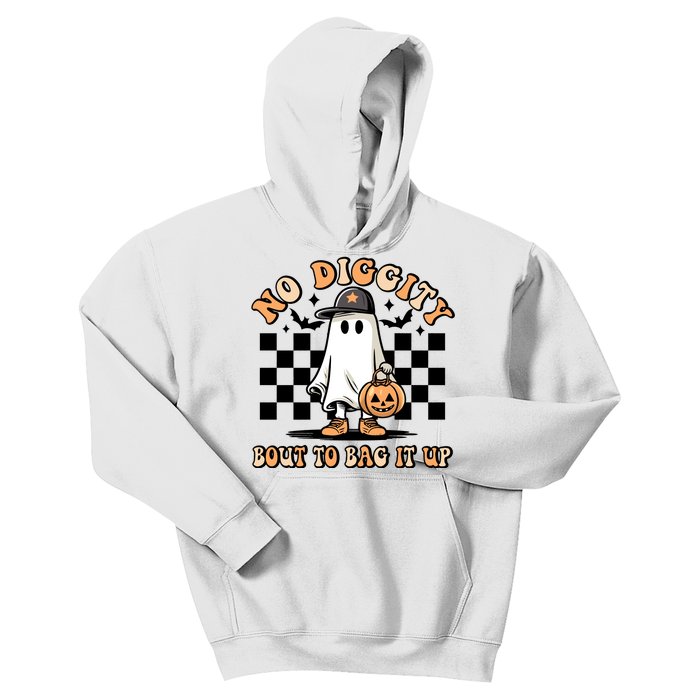 No Diggity Bout To Bag It Up Ghost Halloween Kids Hoodie