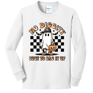 No Diggity Bout To Bag It Up Ghost Halloween Kids Long Sleeve Shirt