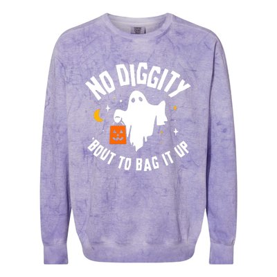 No Diggity Bout To Bag It Up Cute Ghost Halloween Candy Colorblast Crewneck Sweatshirt