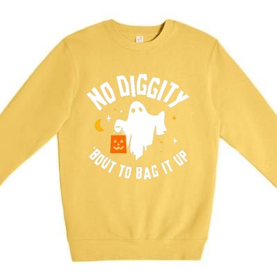 No Diggity Bout To Bag It Up Cute Ghost Halloween Candy Premium Crewneck Sweatshirt