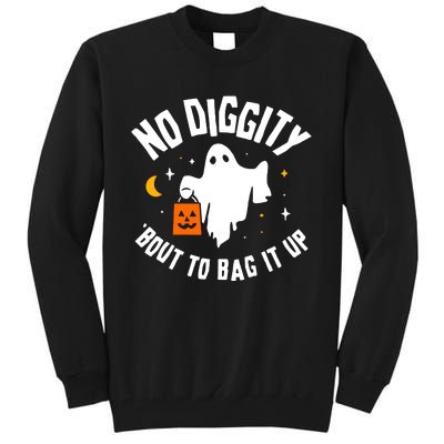 No Diggity Bout To Bag It Up Cute Ghost Halloween Candy Tall Sweatshirt