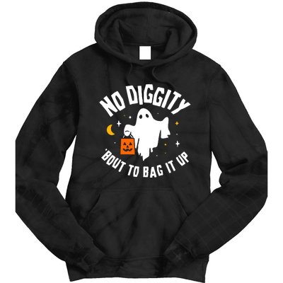 No Diggity Bout To Bag It Up Cute Ghost Halloween Candy Tie Dye Hoodie