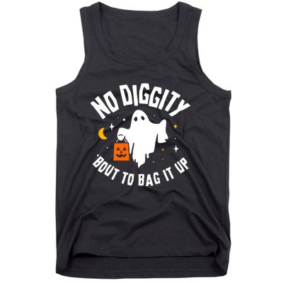 No Diggity Bout To Bag It Up Cute Ghost Halloween Candy Tank Top