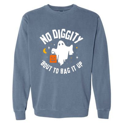 No Diggity Bout To Bag It Up Cute Ghost Halloween Candy Garment-Dyed Sweatshirt