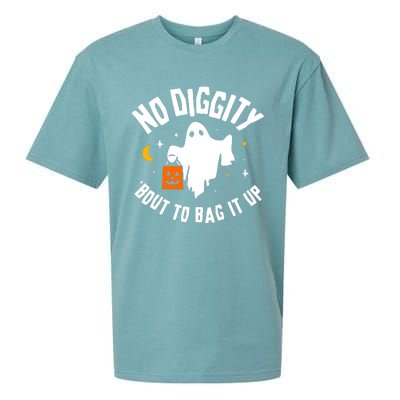 No Diggity Bout To Bag It Up Cute Ghost Halloween Candy Sueded Cloud Jersey T-Shirt