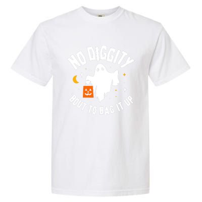 No Diggity Bout To Bag It Up Cute Ghost Halloween Candy Garment-Dyed Heavyweight T-Shirt