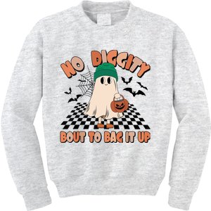 No Diggity Bout To Bag It Up Ghost Halloween Spooky Season Kids Sweatshirt