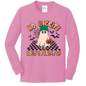 No Diggity Bout To Bag It Up Ghost Halloween Spooky Season Kids Long Sleeve Shirt