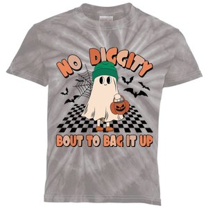 No Diggity Bout To Bag It Up Ghost Halloween Spooky Season Kids Tie-Dye T-Shirt