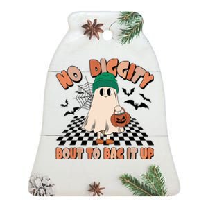 No Diggity Bout To Bag It Up Ghost Halloween Spooky Season Ceramic Bell Ornament