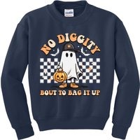 No Diggity Bout To Bag It Up Cute Ghost Halloween Candy Kids Sweatshirt