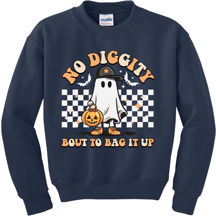 No Diggity Bout To Bag It Up Cute Ghost Halloween Candy Kids Sweatshirt