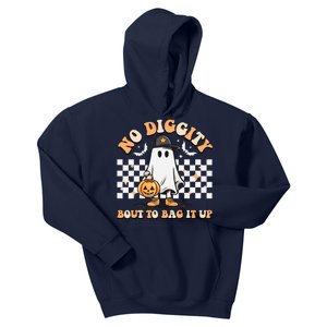 No Diggity Bout To Bag It Up Cute Ghost Halloween Candy Kids Hoodie