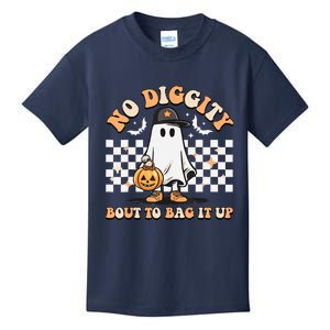 No Diggity Bout To Bag It Up Cute Ghost Halloween Candy Kids T-Shirt