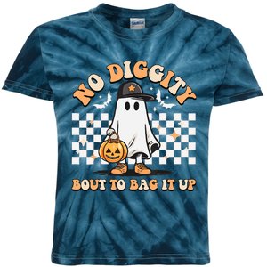 No Diggity Bout To Bag It Up Cute Ghost Halloween Candy Kids Tie-Dye T-Shirt