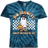 No Diggity Bout To Bag It Up Cute Ghost Halloween Candy Kids Tie-Dye T-Shirt