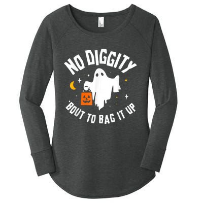 No Diggity Bout To Bag It Up Cute Ghost Halloween Candy Women's Perfect Tri Tunic Long Sleeve Shirt