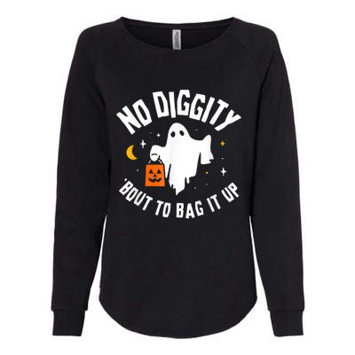 No Diggity Bout To Bag It Up Cute Ghost Halloween Candy Womens California Wash Sweatshirt