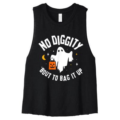 No Diggity Bout To Bag It Up Cute Ghost Halloween Candy Women's Racerback Cropped Tank