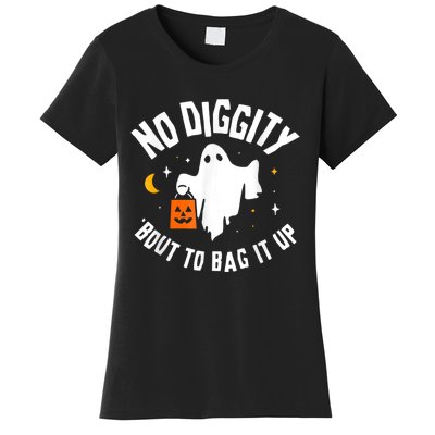 No Diggity Bout To Bag It Up Cute Ghost Halloween Candy Women's T-Shirt