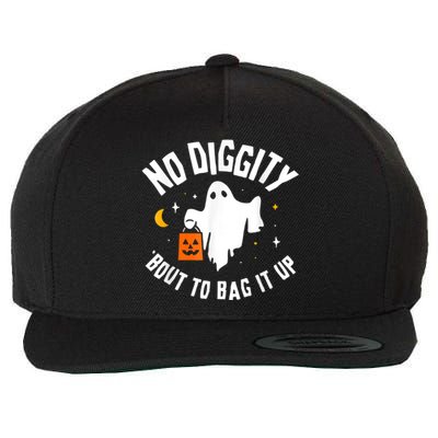 No Diggity Bout To Bag It Up Cute Ghost Halloween Candy Wool Snapback Cap