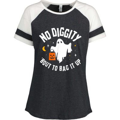 No Diggity Bout To Bag It Up Cute Ghost Halloween Candy Enza Ladies Jersey Colorblock Tee