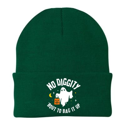 No Diggity Bout To Bag It Up Cute Ghost Halloween Candy Knit Cap Winter Beanie