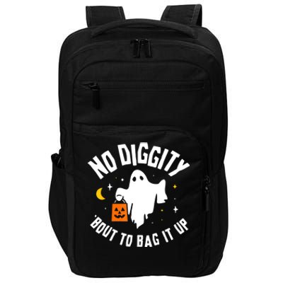 No Diggity Bout To Bag It Up Cute Ghost Halloween Candy Impact Tech Backpack