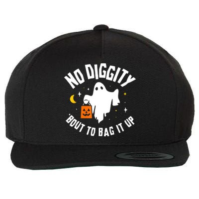 No Diggity Bout To Bag It Up Cute Ghost Halloween Candy Wool Snapback Cap