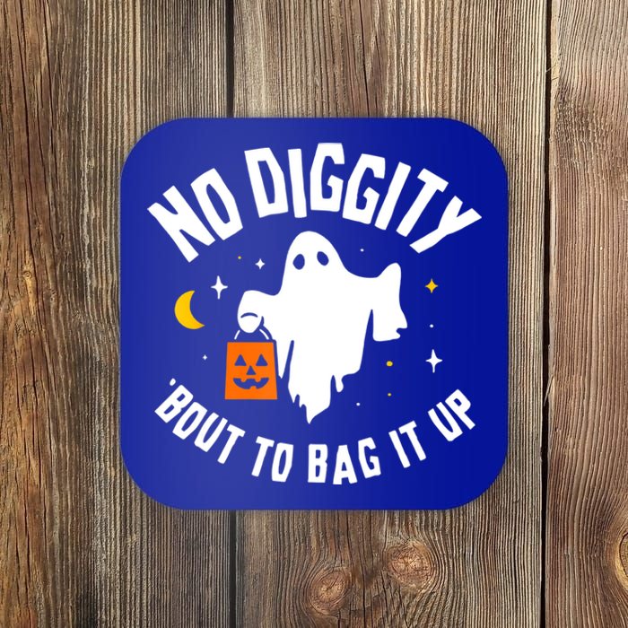 No Diggity Bout To Bag It Up Cute Ghost Halloween Candy Coaster