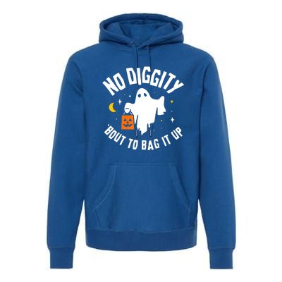 No Diggity Bout To Bag It Up Cute Ghost Halloween Candy Premium Hoodie