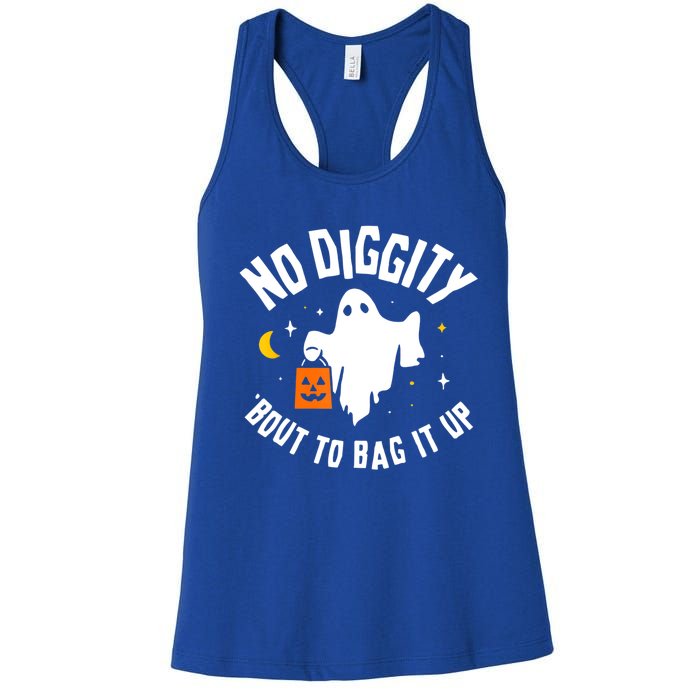 No Diggity Bout To Bag It Up Cute Ghost Halloween Candy Women's Racerback Tank