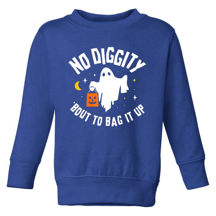 No Diggity Bout To Bag It Up Cute Ghost Halloween Candy Toddler Sweatshirt