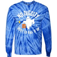 No Diggity Bout To Bag It Up Cute Ghost Halloween Candy Tie-Dye Long Sleeve Shirt