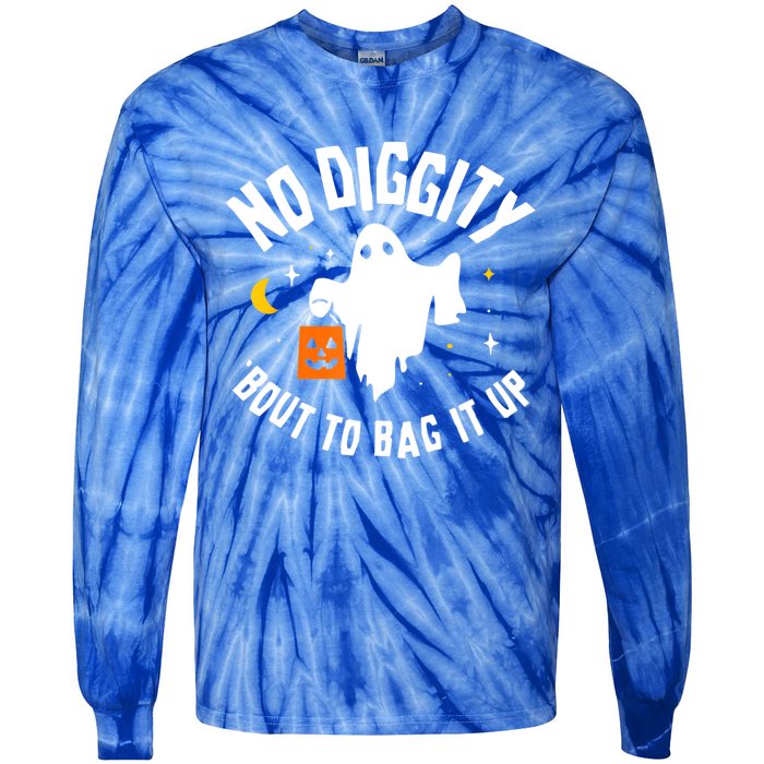 No Diggity Bout To Bag It Up Cute Ghost Halloween Candy Tie-Dye Long Sleeve Shirt