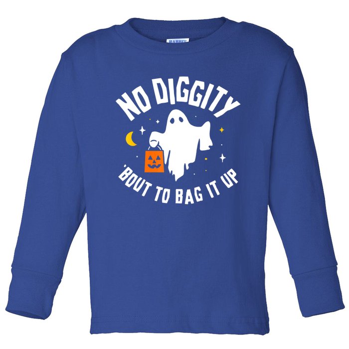 No Diggity Bout To Bag It Up Cute Ghost Halloween Candy Toddler Long Sleeve Shirt