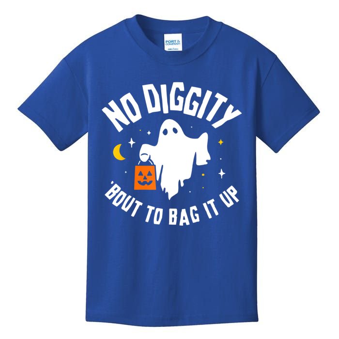 No Diggity Bout To Bag It Up Cute Ghost Halloween Candy Kids T-Shirt