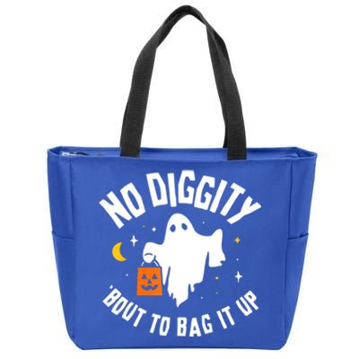 No Diggity Bout To Bag It Up Cute Ghost Halloween Candy Zip Tote Bag