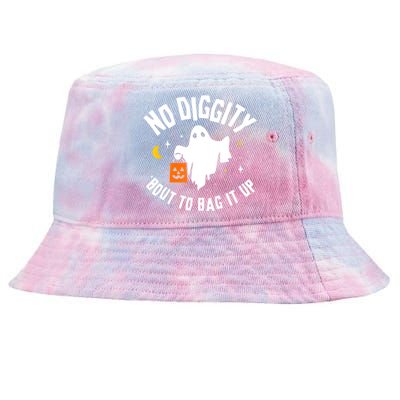 No Diggity Bout To Bag It Up Cute Ghost Halloween Candy Tie-Dyed Bucket Hat