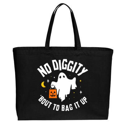 No Diggity Bout To Bag It Up Cute Ghost Halloween Candy Cotton Canvas Jumbo Tote