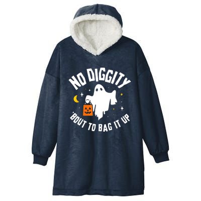 No Diggity Bout To Bag It Up Cute Ghost Halloween Candy Hooded Wearable Blanket