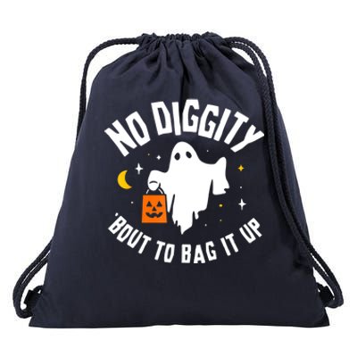 No Diggity Bout To Bag It Up Cute Ghost Halloween Candy Drawstring Bag