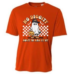 No Diggity Bout To Bag It Up Cute Ghost Halloween Kids Candy Cooling Performance Crew T-Shirt